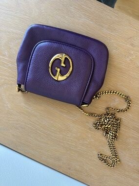 Gucci 1973 Purple Leather Gold Chain Mini Crossbody, Used Perfect Condition